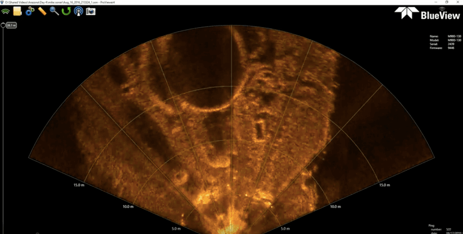 Sonar image on a screen