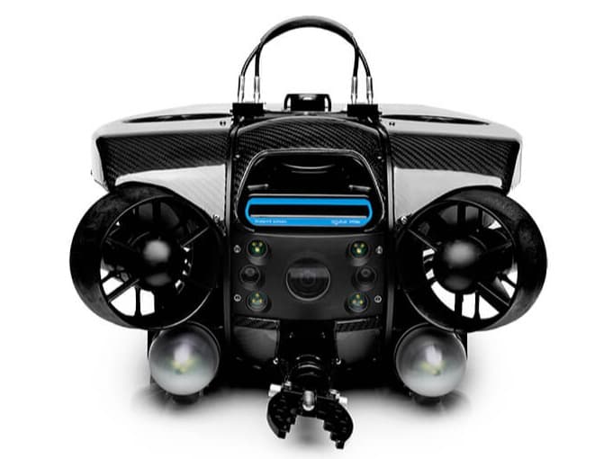 Front view of Deep Trekker Revolution ROV with Sonar and Grabber Claw